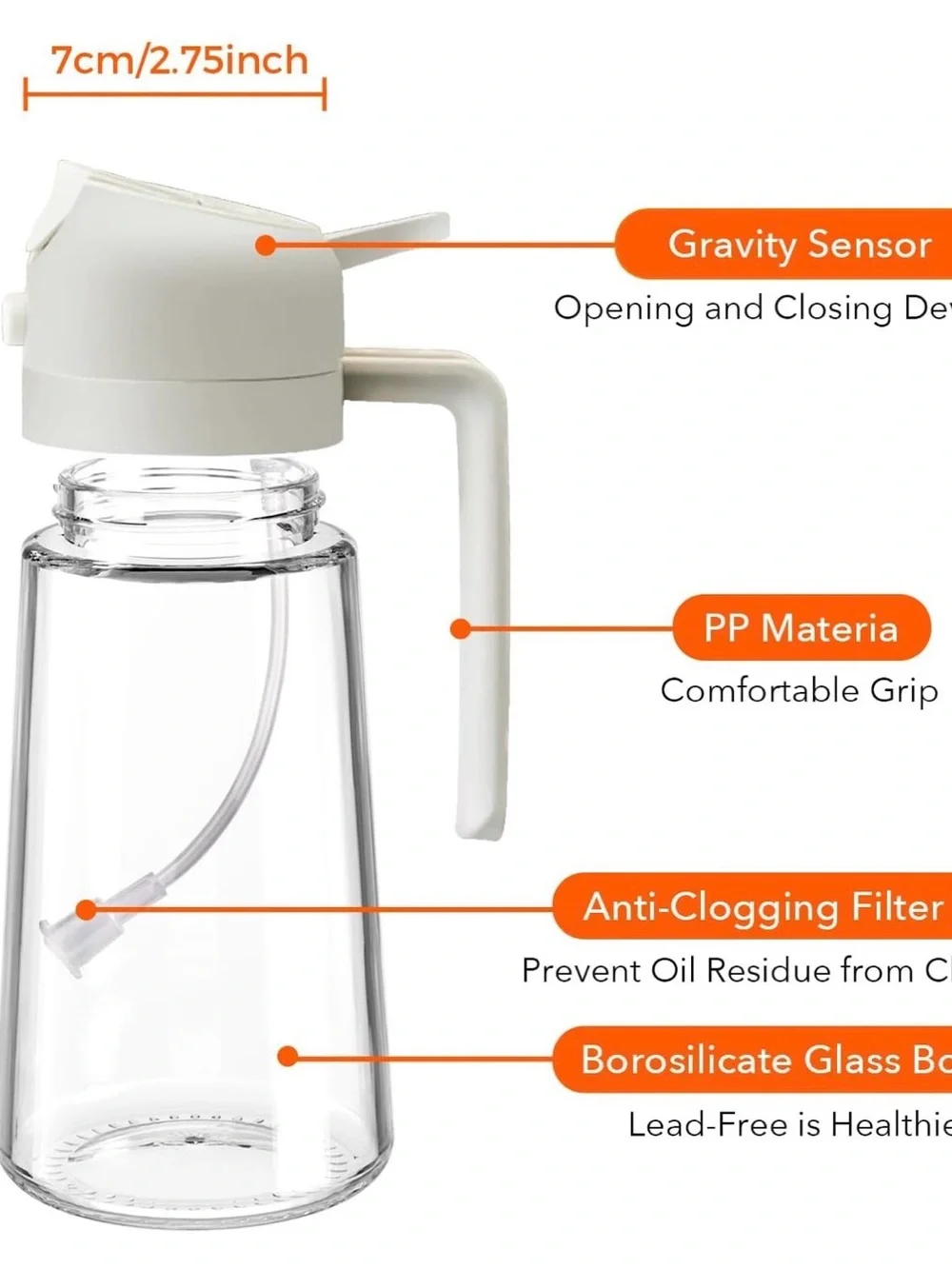 White Oil Dispenser Bottle with Pour Spout and Pump BRAND NEW